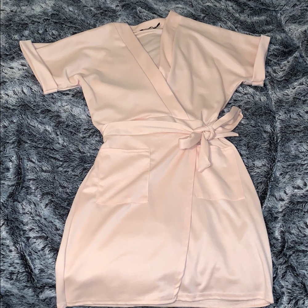 Baby Pink Wrap Dress Boohoo